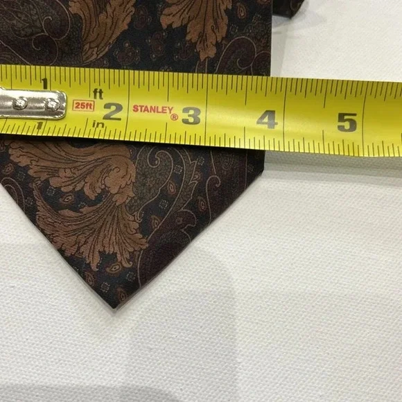 Vintage Woodward Men's Brown Floral All Silk Tie Made in U.S.A. - Picture 7 of 8